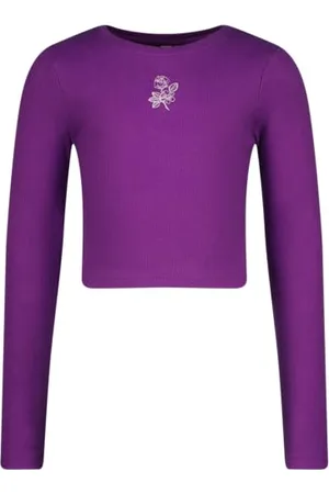 Vingino Girls G-Basic-Crop Rib Longsleeve in Colour Ultra Purple in Size 4, , 4 lat