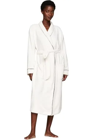 Tommy Hilfiger Damski szlafrok polarowy UW0UW05561, szlafrok, biały, L, , L