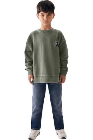 LTB Jeans Bluzy chłopięce Tayege Regular Casual Pullover z długim rękawem z okrągłym dekoltem do zakładania, 100% bawełny w kolorze szarym - rozmiar 116 cm, , 116