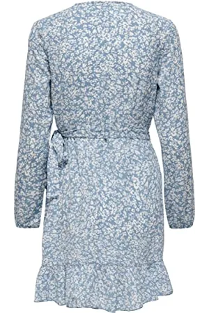 ONLY Carly Ruffle Wrap Mini Floral Print Dress, , 34