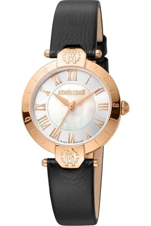 Roberto Cavalli Damski analogowy zegarek kwarcowy ze skórzanym paskiem RV1L166L0031, , moda