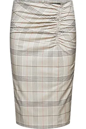 ESPRIT Collection Spódnica ołówkowa w kratkę z marszczonymi detalami, , 36