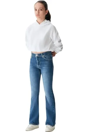 LTB Jeans Noelia G Flared spodnie jeansowe chłopięce, średnia talia, z zamkiem błyskawicznym, z mieszanki bawełny, w kolorze niebieskim - rozmiar 116 cm, , 116 cm