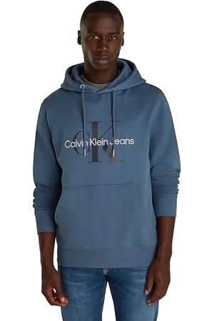 Calvin Klein Jeans Męska bluza z kapturem SEASONAL MONOLOGO REGULAR J30J320805, bluza z kapturem, niebieska, 5XL, , 5XL duże rozmiary