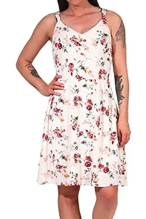 ONLY Sukienka damska bez rękawów nadruk kwiatowy, Creme Brûlée/Rose Flowers, 38
