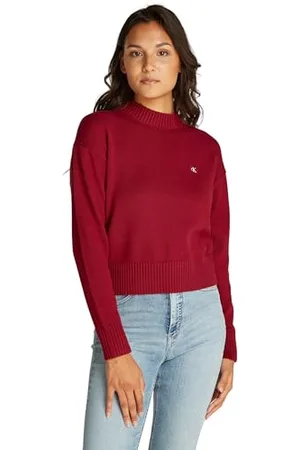 Calvin Klein Jeans Damski sweter CK Embro Badge J20J222987, sweter, czerwony, L, , L