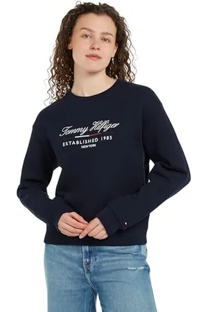 Tommy Hilfiger Damska bluza MDRN REG SCRIPT C-NK SWTSHRT WW0WW43574, niebieska, XL, , XL