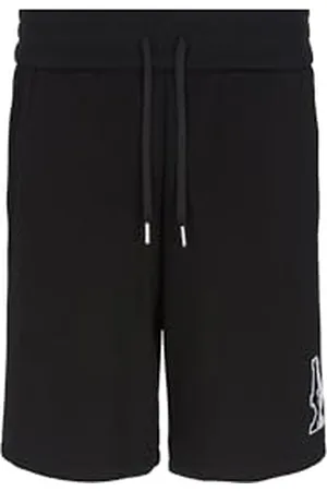 Armani Exchange Męskie szorty The Grid, Sustainable, Flock Logo Patch, Black/Off White, XS