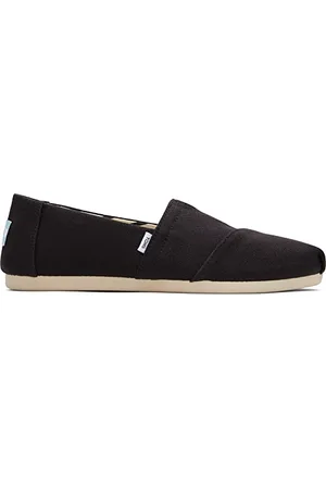 TOMS Damskie płaskie mokasyny Alpargata, czarne, szerokie, bawełniane płótno z recyklingu, 8 UK, , 8 UK Wide