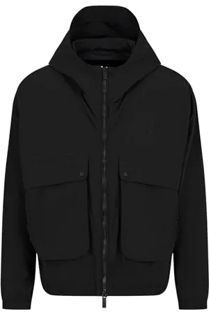 Armani Exchange Męska kurtka Letterman Badging Hooded Zip Up Windbreaker Bluuson, czarna, S, , S