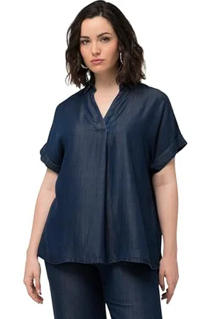 Ulla Popken Lyocell bluzka oversize z guzikami, , 46-48