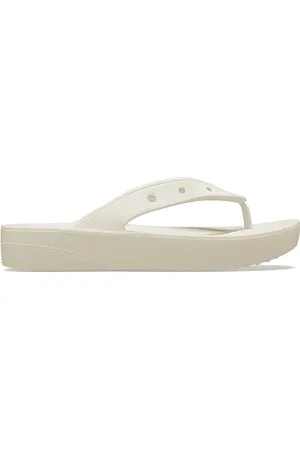 Crocs Damskie klasyczne chodaki na platformie Flip W, kość, 33/34 EU