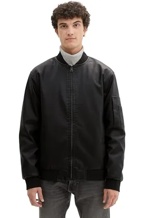 TOM TAILOR Męska kurtka ze sztucznej skóry 1041780, 29999-Black, S, , S