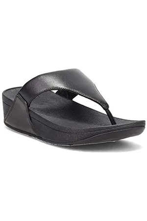 FitFlop Damskie sandały LULU TOE POST - skórzane sandały z podnóżkiem, czarne 001, 38,5 EU, , 38.5 EU