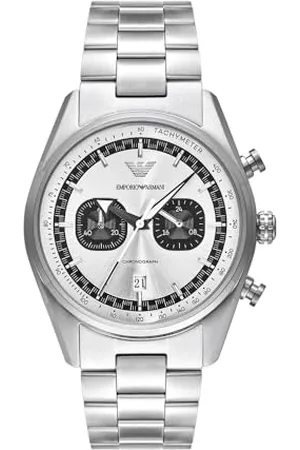Emporio Armani AR11636 męski analogowy zegarek kwarcowy z paskiem ze stali nierdzewnej, Srebrny
