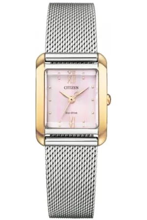 Citizen Damski analogowy zegarek Eco-Drive z paskiem ze stali nierdzewnej, , pasek
