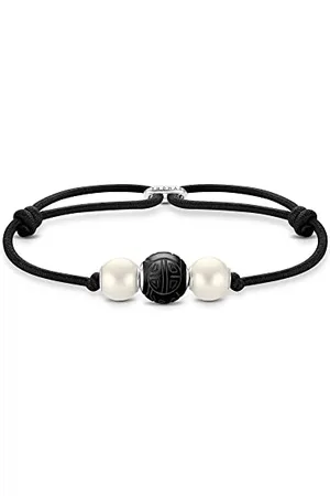 Thomas Sabo A2076-451-11-L22V Unisex bransoletka z czarnymi koralikami, srebro wysokiej próby 925, L22V, Srebrny, Bez kamieni szlachetnych