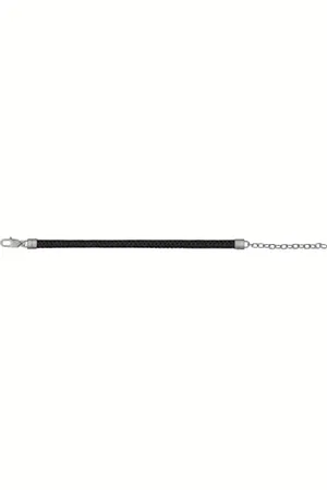 Breil B Mix Herren Armband aus schwarzem geflochtenem Leder und Stahl hergestellt, Max. Länge: 18 cm, TJ3133