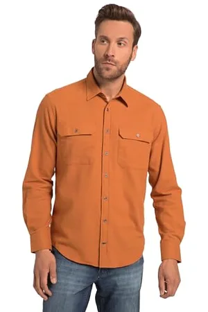JP 1880 Męska, duże rozmiary, flanelowa koszula, długi rękaw, kołnierz kent, nowoczesny krój, , 6XL