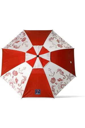 Atosa Parasol plażowy Ø od 180 do 240 cm aluminiowy model dna morskiego z torbą transportową i ochroną przeciwsłoneczną UPF 50+ w kolorach niebieskim i czerwonym, , 180 cm, Wzór dna morskiego