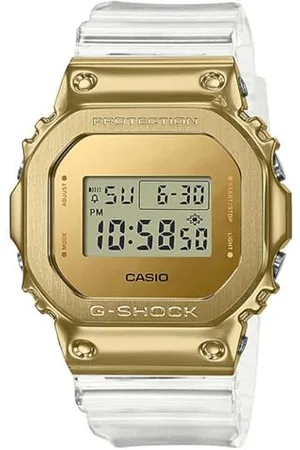 Casio Męski zegarek kwarcowy 50.00mm z cyfrowy wybierania złoty i plastikowy pasek/pasek Resin Biały GM-5600SG-9ER, , GM-5600SG-9ER