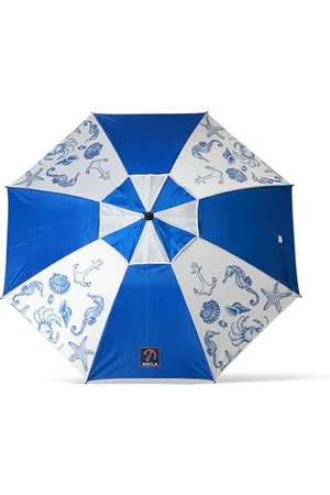 Atosa Parasol plażowy Ø od 180 do 240 cm aluminiowy model dna morskiego z torbą transportową i ochroną przeciwsłoneczną UPF 50+ w kolorach niebieskim i czerwonym, , 180 cm, morski