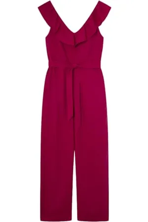 Springfield Linen Jumpsuit with Front Volant and Belt with Back Zipper FOR Opening, , 32