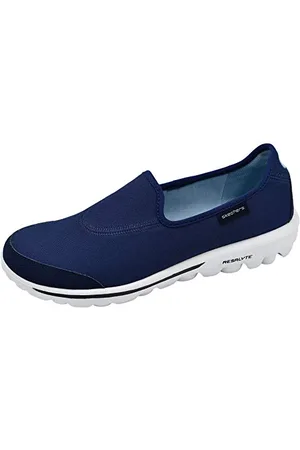 Skechers Damskie mokasyny go Flex-136414 płaskie, Niebieski granatowy biały, 38 EU