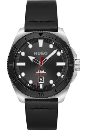 HUGO BOSS Analogowy zegarek kwarcowy dla mężczyzn z czarnym skórzanym paskiem - 1530301