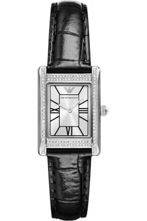 Emporio Armani AR11623 damski analogowy zegarek kwarcowy ze skórzanym paskiem, Czarny