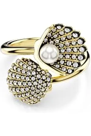 Swarovski Otwarty pierścionek Idyllia, Kryształowa Perła, Muszla, , Powłoka w odcieniu złota