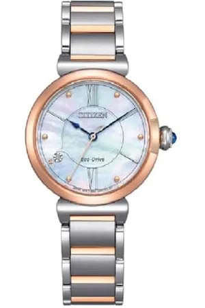 Citizen Damski analogowy zegarek Eco-Drive z paskiem ze stali nierdzewnej EM1074-82D