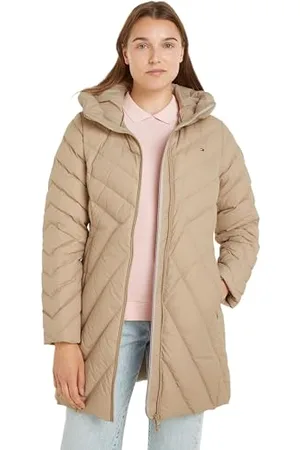 Tommy Hilfiger Damski płaszcz puchowy w jodełkę z kapturem, , XL