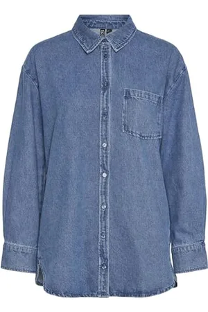 Pieces® Damska koszulka Pcmaisie Ls Denim Noos Bc bluzka z długim rękawem, , XL