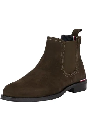 Tommy Hilfiger Męskie buty CORE RWB Hilfiger Suede Chelsea (FM0FM04757) za kostkę, zielone (czarne), 45 EU, , 46 EU