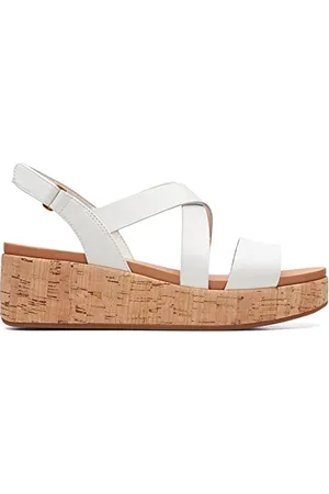 Clarks Damskie sandały Kimmei z korka, białe, 5 UK