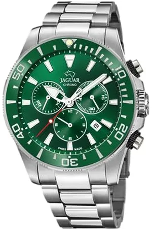 Jaguar Model zegarka J861 / 4 z kolekcji Executive, 43,5 mm zielona obudowa ze stalowym paskiem dla mężczyzn J861/4