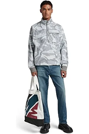 G-Star RAW Męska koszulka z zamkiem błyskawicznym z zamkiem błyskawicznym, wielokolorowa (cool Grey Woodland camo C311-D436), M