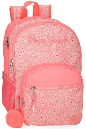 Pepe Jeans Nahid Plecak Szkolny Dwukomorowy Różowy 32x44x22 cm Poliester by Joumma Bags, , 32x44x22 cms, Dwukomorowy plecak szkolny