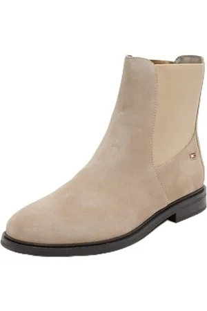 Tommy Hilfiger Damskie buty zamszowe z flagą Low Chelsea (FW0FW08176), beżowe (beżowe), 39 EU, , 39 EU