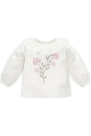 Pinókio Kurtka z długim rękawem, 95% bawełna, 5% elastan, ecru with Flowers and Flounce, Girls 68-122 (74), , 74 cm
