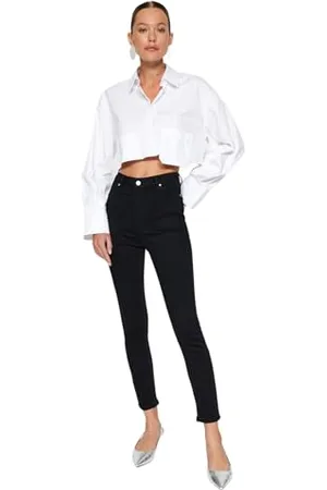 Trendyol Black High Waist Jegging Jeans TWOAW24JE00264, czarne, 38, , 38