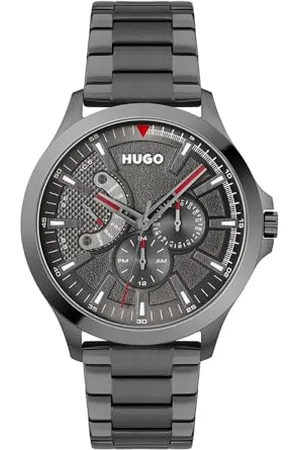 HUGO BOSS Męski wielofunkcyjny analogowy zegarek kwarcowy z szarą bransoletą ze stali nierdzewnej - 1530247, , Sportowy