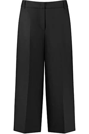 Taifun Damskie spodnie Culotte z Lyocell mieszanka lnu spodnie czas wolny skracane spodnie jednokolorowe długość 3/4, , 36 Kr�tki