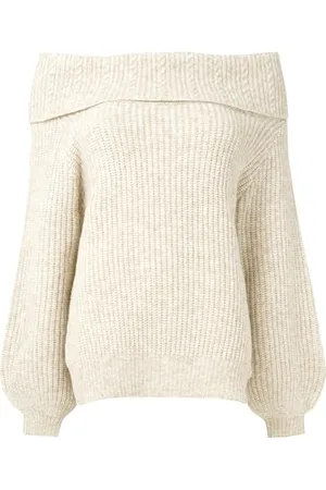 Joe Browns Moda damska Balon Rękaw Off The Shoulder Bardot Sweter, Luźny krój, Brązowy, UK 16, , 16