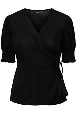 Pieces® Tala 2/4 Wrap Short Sleeve Blouse M