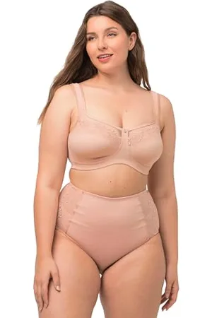 Ulla Popken Odzież damska Plus Size Curvy Haftowany biustonosz bez fiszbin 816424, Szampański, 95D