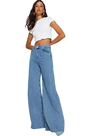 Trendyol Blue Extra Wide Waist Wide Leg Jeans TWOSS23JE00286, niebieskie, 42, , 42