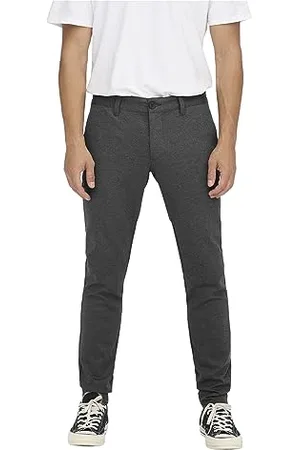Only & Sons Męskie spodnie chinosy ONSMARK 2911 - Slim Fit - czarne W28-W38 Stretch, , 30W / 34L