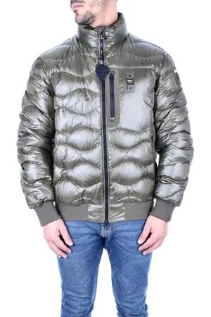 Blauer Kurtki Krótkie Wyściełane Pióro Kurtka Mężczyźni, , XL
